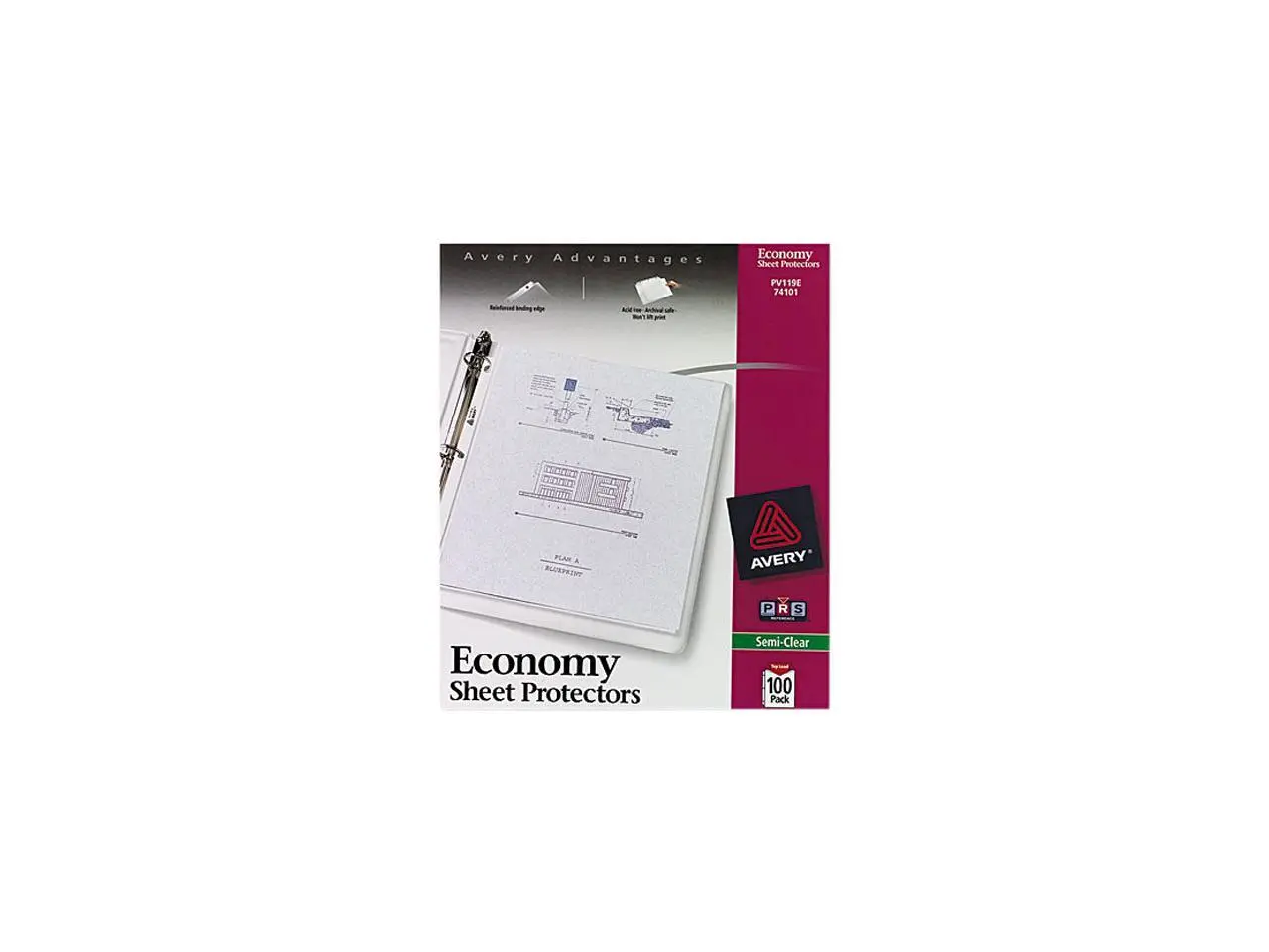 Avery 74101 Top-Load Poly Sheet Protectors, Economy Gauge, Letter, Semi-Clear, 100/Box