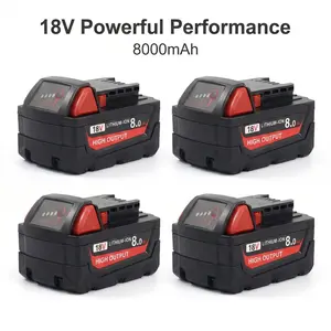 2/4-Pack Milwaukee 8000mAh 18V Replacement Battery, Compatible with Milwaukee Power Tools, M-18 Battery Packs, Suitable for Milwaukee Models: 48-11-1890, 48-11-1850 Cordless Tool Battery (with ICD Indicator)