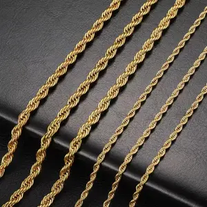 Holylegend 14K Real Gold-Plated Rope Chain Necklace, Holylegend 14K Real Gold Color Twisted Rope Chain Necklace Stainless Steel Never Fade Waterproof Choker For Men Women Fashion Jewelry