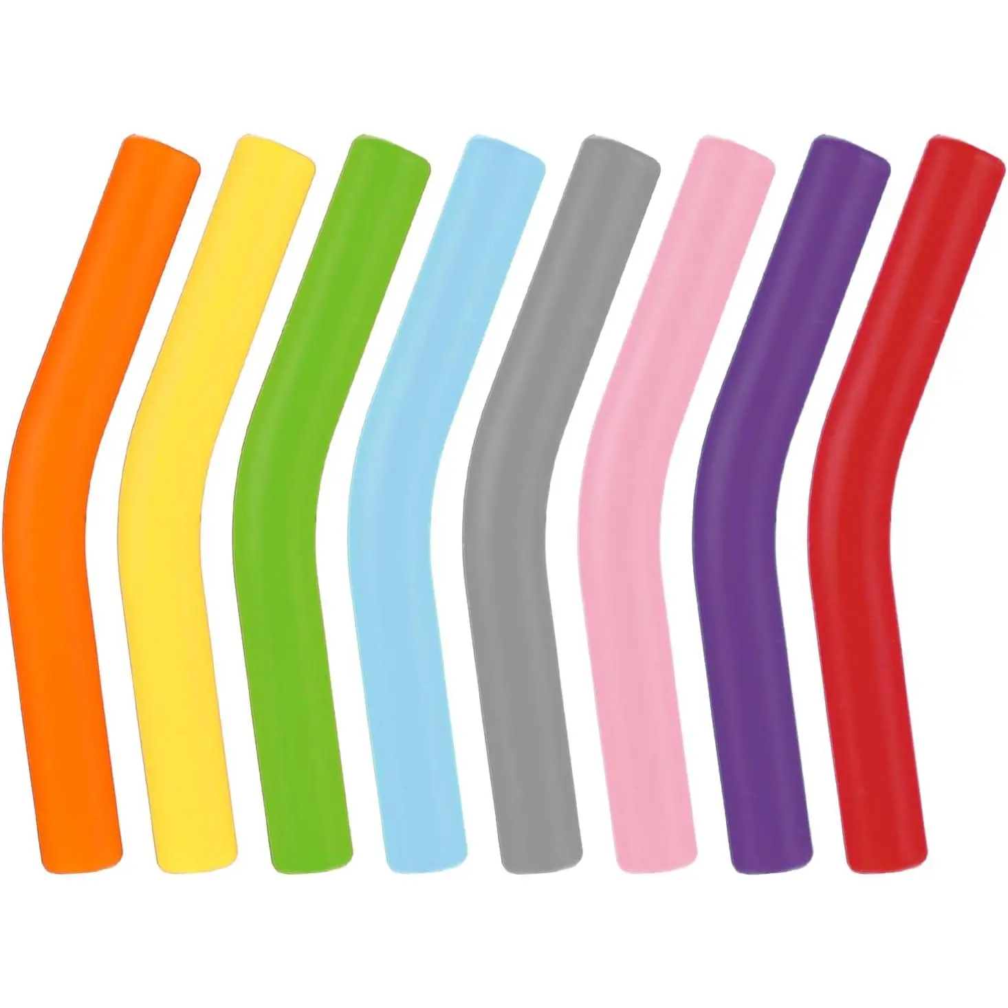 8Pcs Metal Straw with Silicone Tips 5/16 in Multi-Color Food Grade Flexible Elbow Replacement Tips for Stainless Steel Straws Sliverdew