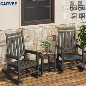 Poly Lumber Outdoor Rocking Chair Set, High Back All Weather Durable Patio Garden Porch Furniture for Adults