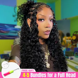 CurlyMe Crochet Human Hair Miracle Knots Pre-Separated 50g/Pack Knotless Boho Braids Feather Crochet Human Hair Lightweight Reusable Remy Human Hair Extensions Natural Protective Style-Burmese Curly & Water Wave #fulanibraids #Summervibes