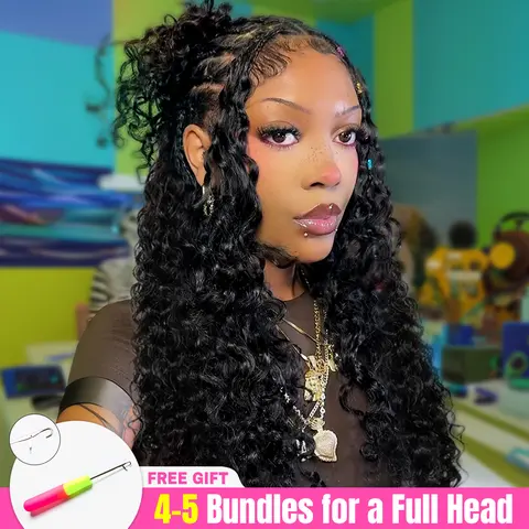 CurlyMe Crochet Human Hair Miracle Knots Pre-Separated 50g/Pack Knotless Boho Braids Feather Crochet Human Hair Lightweight Reusable Remy Human Hair Extensions Natural Protective Style-Burmese Curly & Water Wave #SohoChic #TikTokShopFallDealsForYou