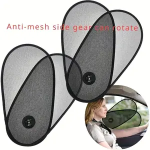 Adjustable Car Sunshade Side Window Shade, Sun Shade Cover, Mesh Net Rotatable with Suction Cups, Universal Fit for Car Windows, 1pc, 2 Pieces