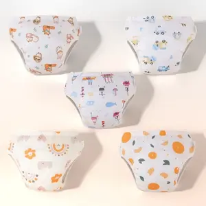 5pcs Unisex Baby Training Pants, Diaper Pants, Breathable Fabric, Washable, Leakproof, Cute Print, Soft, Suitable for Toddlers