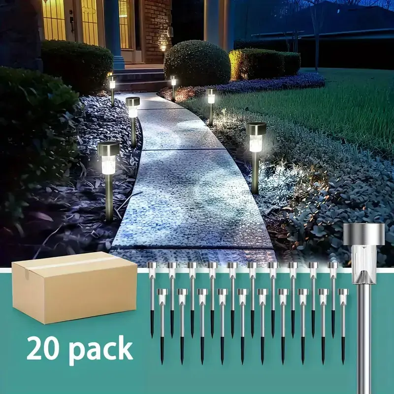 20PCS Outdoor Solar Lawn White Lights - Home & Festive Decor for Pathways, Gardens, Holiday Parties sohochic metal stand side sleeper proposal gift versatile usage scene design spooky ornament washable cover vinyl collector 5-inch column flower stand