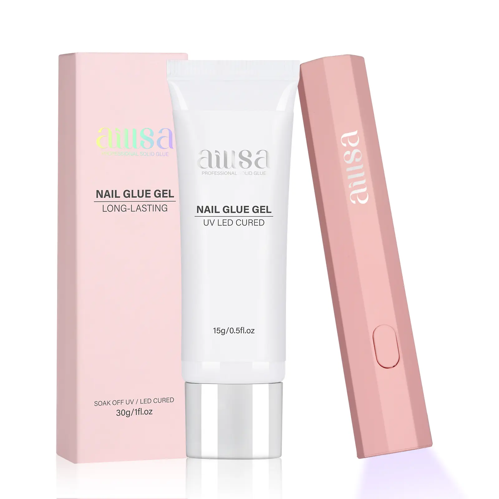 Nail Glue+Pink Handheld UV Lamp