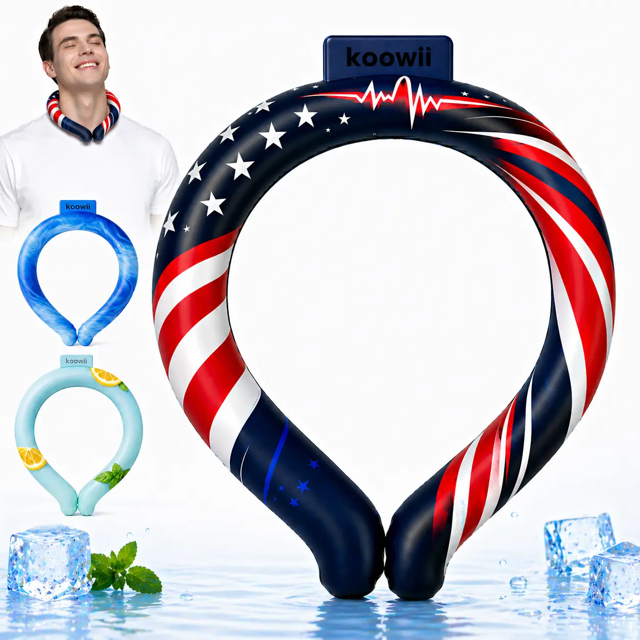 Koowii Reusable Neck Cooling Tube for Hot Weather and Hot Flashes, Lightweight Ice Neck Ring Cooler for Daily Summer Heat Relief