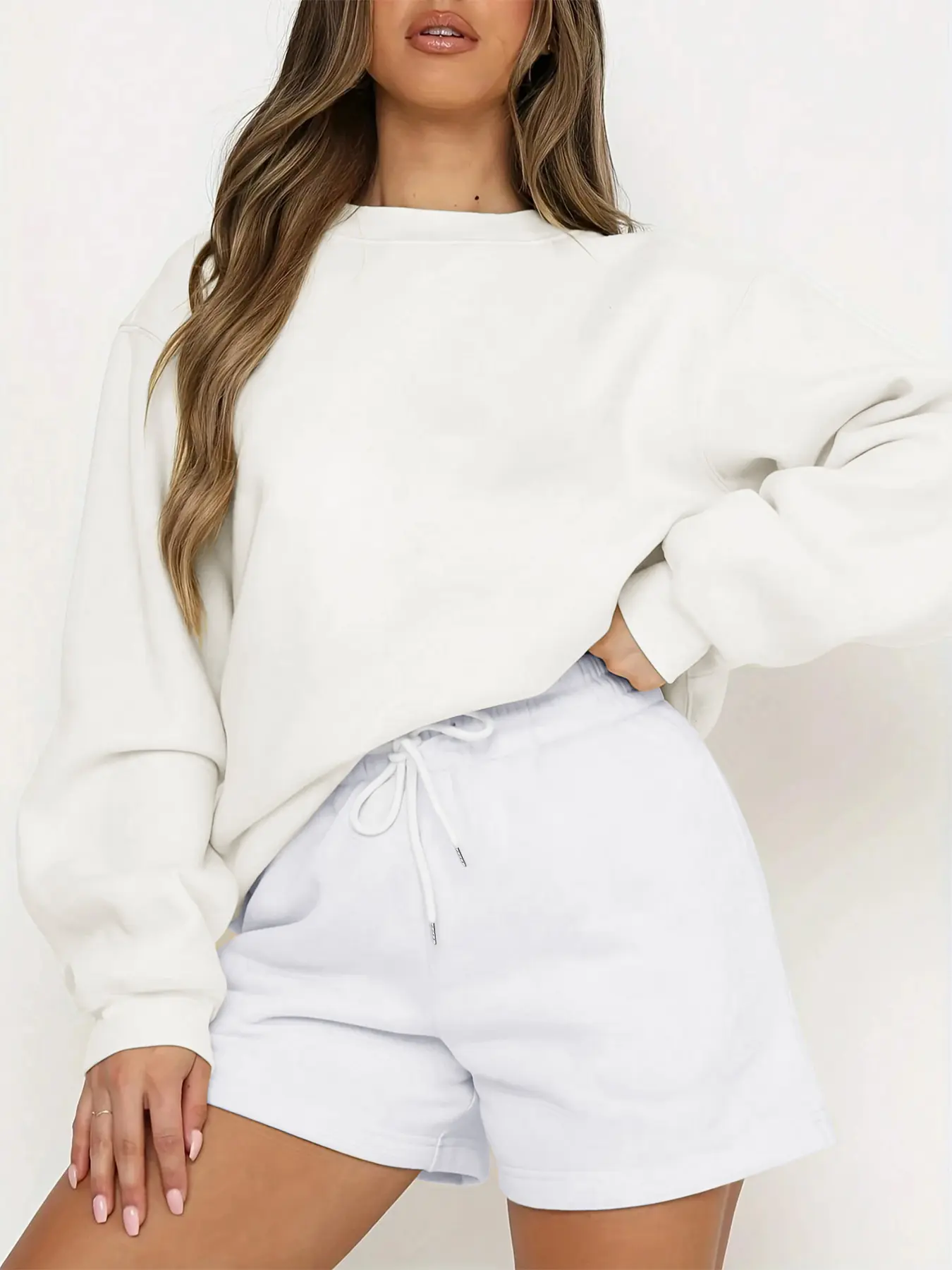 Women's Casual Summer Set, Shorts + Hoodie Combo, Loose-Fit Micro Shorts & Mint Essentials Hoodie, Fashion Streetwear Style, Fall outfit