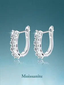 Elegant Moissanite Earrings for Women, Blingbling Party Jewelry, Fashionable Hoop Earrings, S925 Silver Color, Ideal for All Seasons, Perfect Gift Ideas