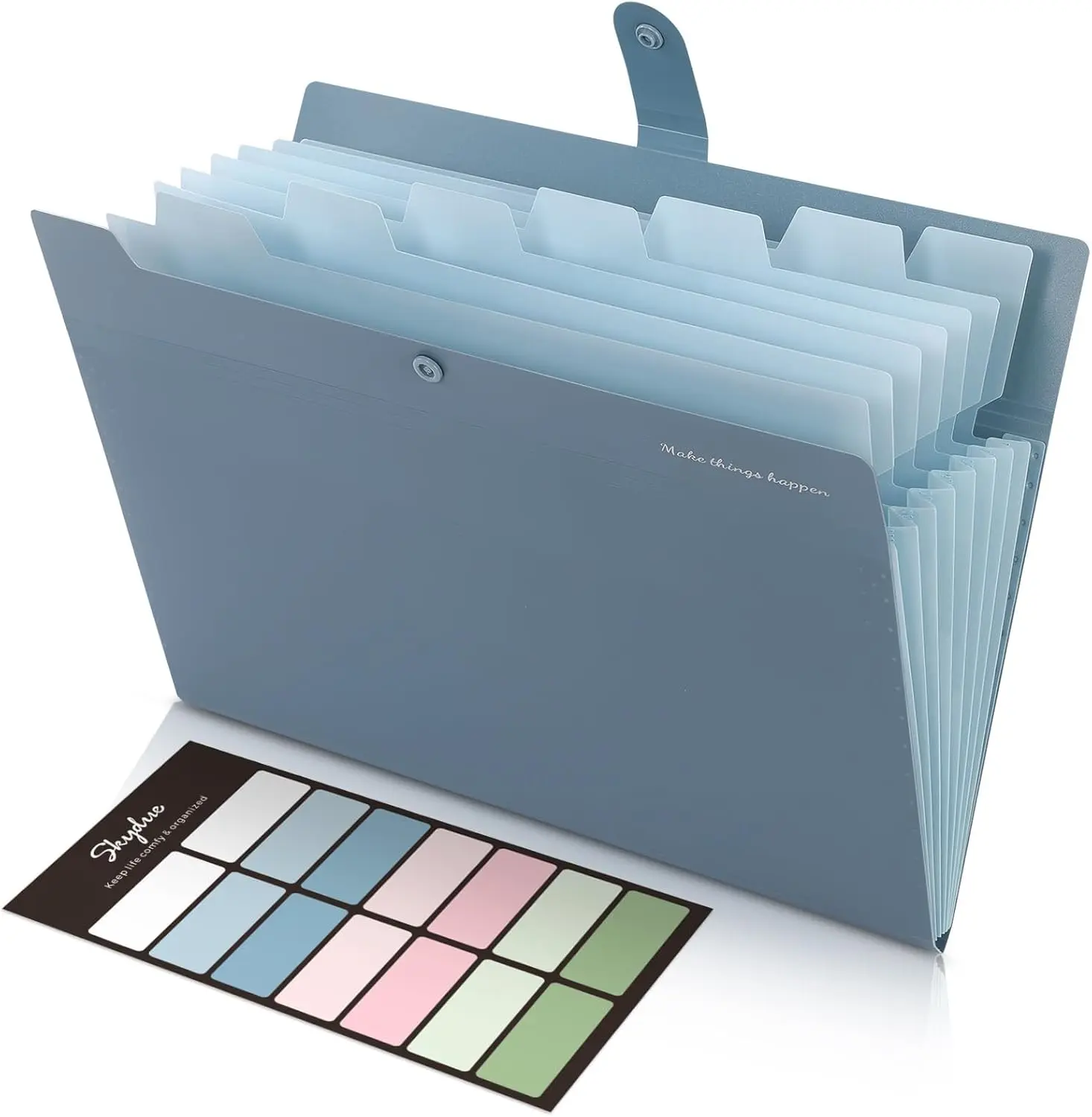 Expanding File Organizer with 8 Pockets, Accordion File Folders with Labels, Portable Document Paper Bill Receipt Organizer, Home College School Office Supplies, Letter Size, Blue Folder
