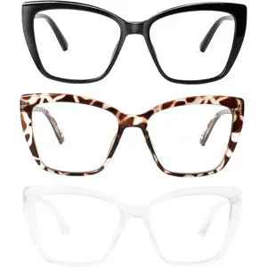 3 Pack Reading Glasses for Women Men - Blue Light Blocking Readers Oversize Cat Eye Anti Glare/Eyestrain Spring Hinge Blue Light Readers for Women