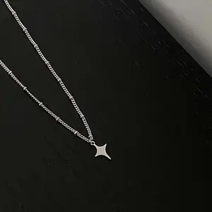 Daily simple fashion unisex four-pointed star necklace punk hip-hop retro couple accessories