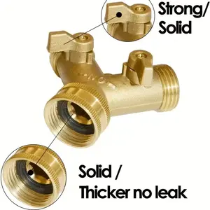 2pcs Garden Hose Y Valve Adapter, Brass Material with Solid Handle, 3/4 Inch Ght Thread, Extra Pressure Washers Included, Garden Hose Connectors