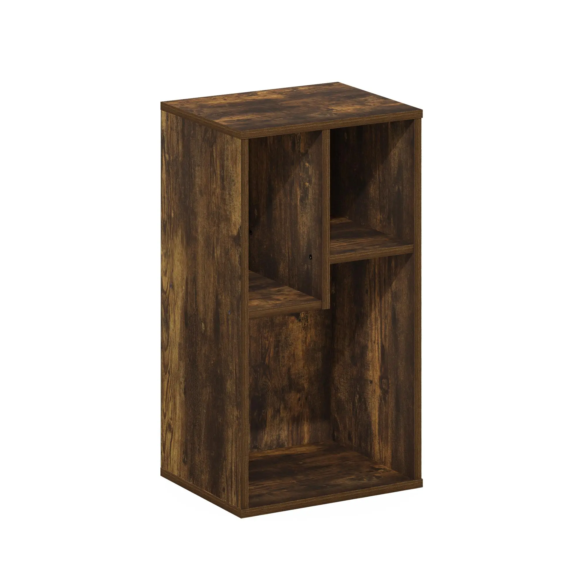 Modern 3-Cube Composite Wood DALY Bookcase, Irregular Cubes Storage Shelf with 3 Sections, 9.4x11.7x21.3in, for Living Room & Bedroom, Amber Pine, Three Sections
