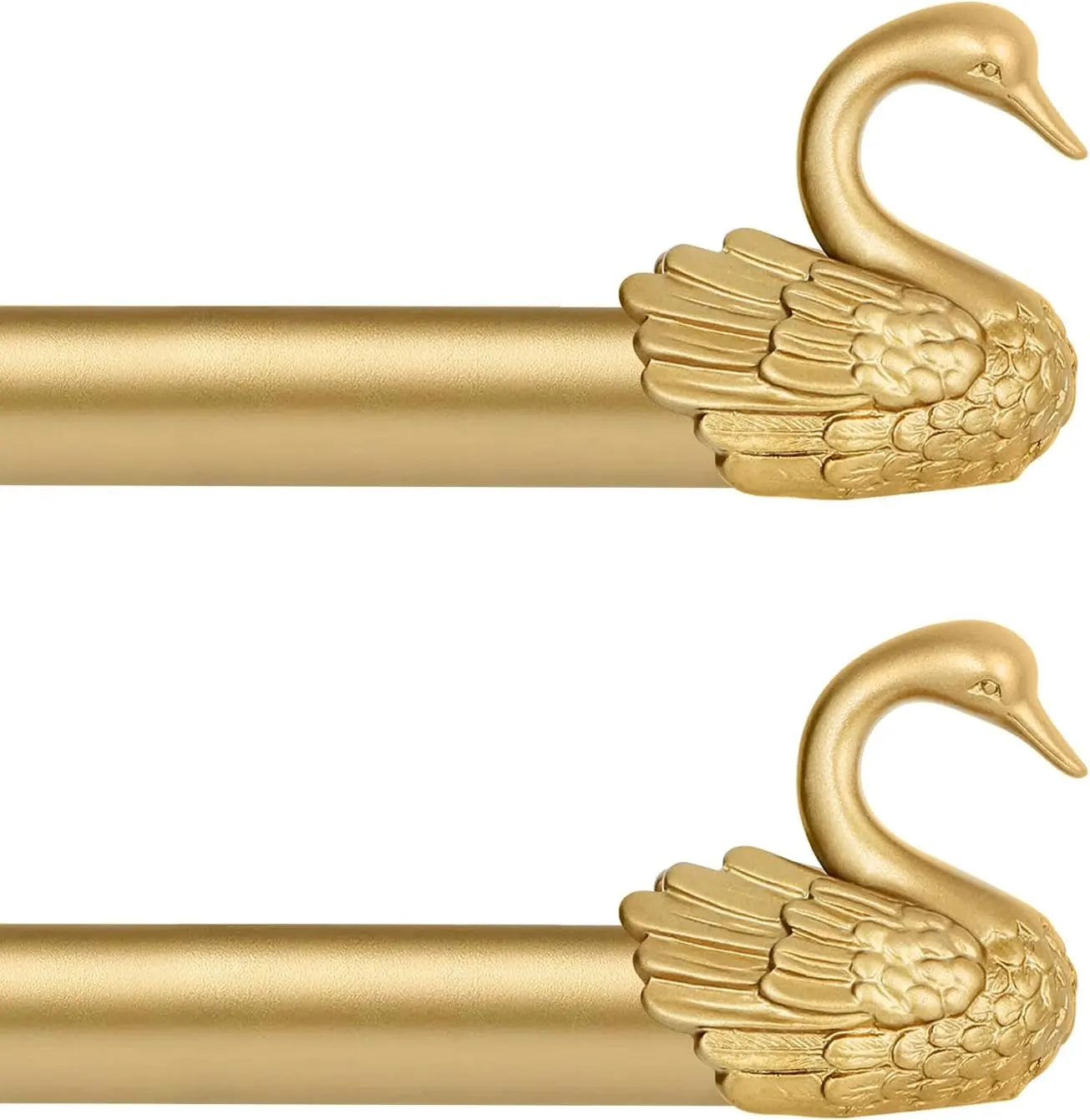Decorative Curtain Rods for Windows:Adjustable Farmhouse Curtain Rod for Bedroom Living Room,Heavy Duty Rustic Drapery Rods with  Swan Finials Easy Install,Brass  2 Pack 18-45"