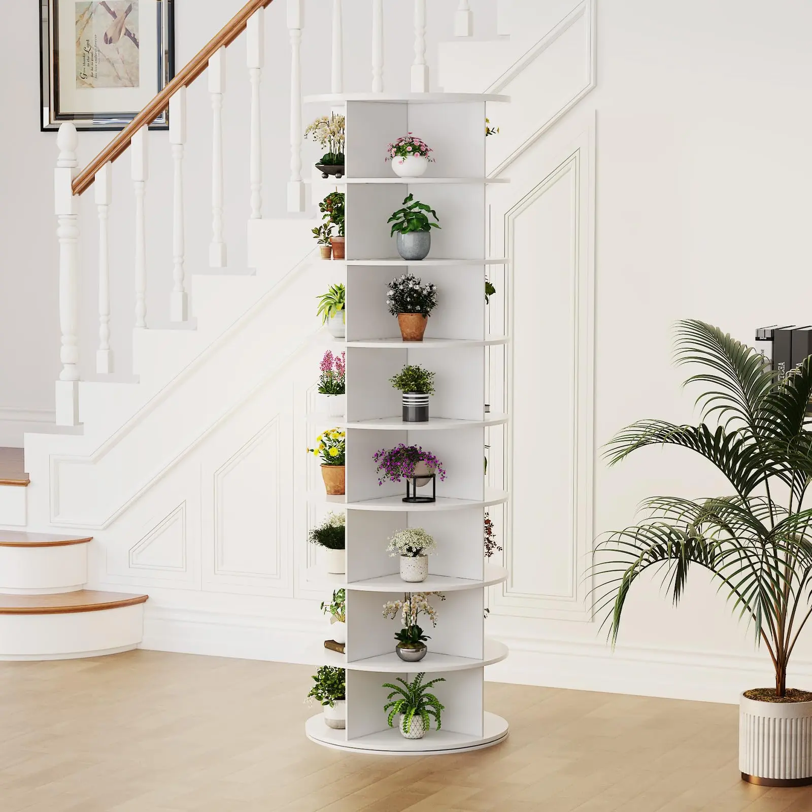 8 Tier Rotating Shoe Rack, Shoe Tower Organizer Spinning Lazy Susan Display Storage Rack Round Carousel Vertical Handbag Closet
