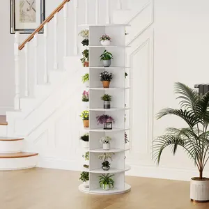 8 Tier Rotating Shoe Rack, Shoe Tower Organizer Spinning Lazy Susan Display Storage Rack Round Carousel Vertical Handbag Closet