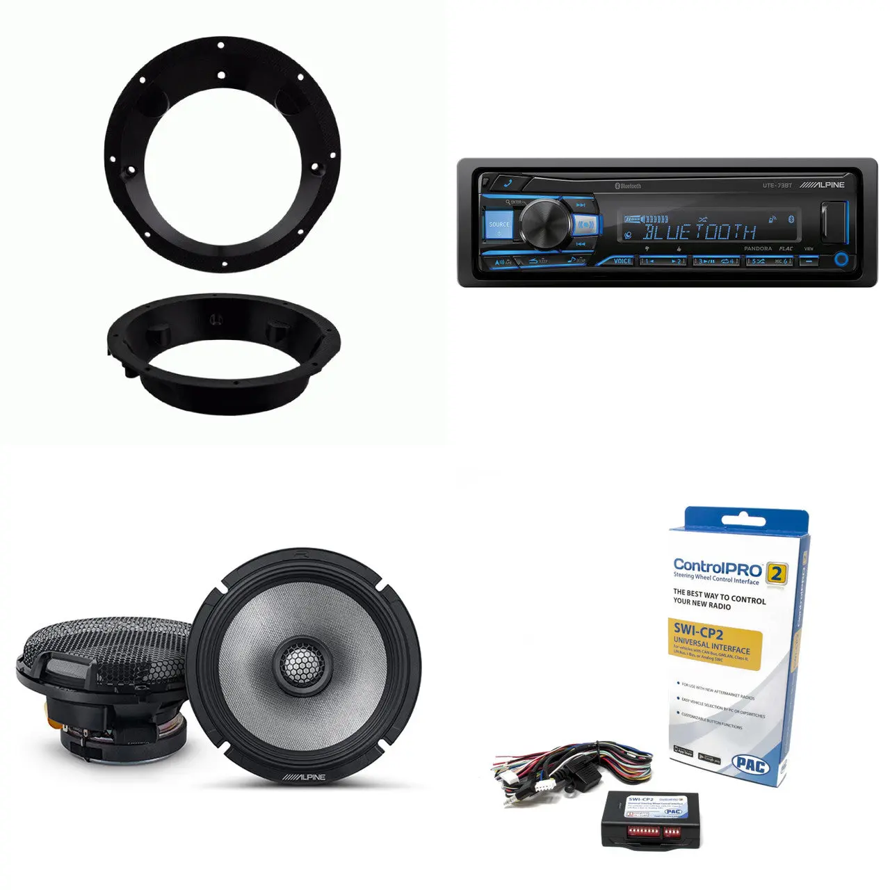 Alpine UTE-73BT Bluetooth Receiver & Handle Bar Control Interface compatible with Harley 1998-2013 & 6.5" R2 Series Speakers