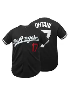 Men's Letter & Figure Embroidered Baseball Jersey, Casual Loose Short Sleeve V Neck Baseball Top for Fall & Winter, Sportswear for Training & Competition Unisex, Sports Tops