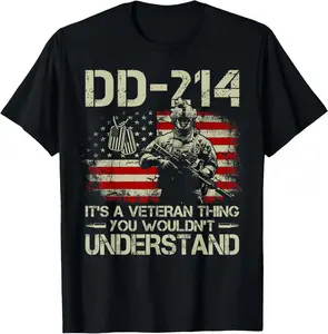 DD-214 It's A Veteran Thing You Wouldn't Understand DD-214 T-Shirt 100% Cotton Tshirt Women's Men's Graphic Tee Causal Tops