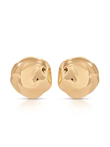 Ettika Molten Button Studs 18k Gold Plated Brass Cubic Zirconia Earrings 0.92x0.90x0.17 Inches