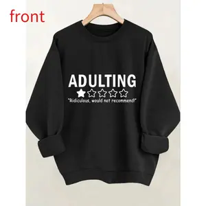 Letter Print Sweatshirt, Fitted Design, Moderate Fabric Thickness, All Season Wear, Stylish Casual Apparel for Men & Women