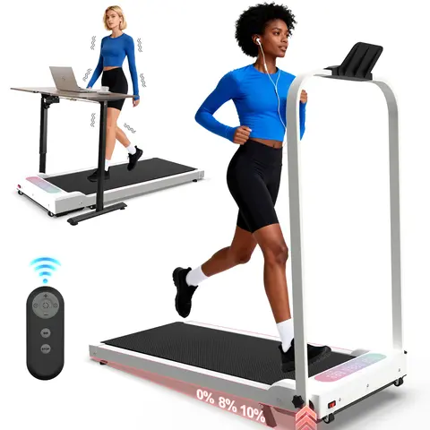 Bellemave 2-in-1 Compact Portable Incline Treadmill Workout Station, Home Gym Equipment with Ergonomic Handlebar, 2.0HP Motor, Adjustable Speed, Remote, Walking Pad, Foldable Design, LED Real-Time Data, 0.5-5mph Pacing, Incline Modes, 300lbs Capacity