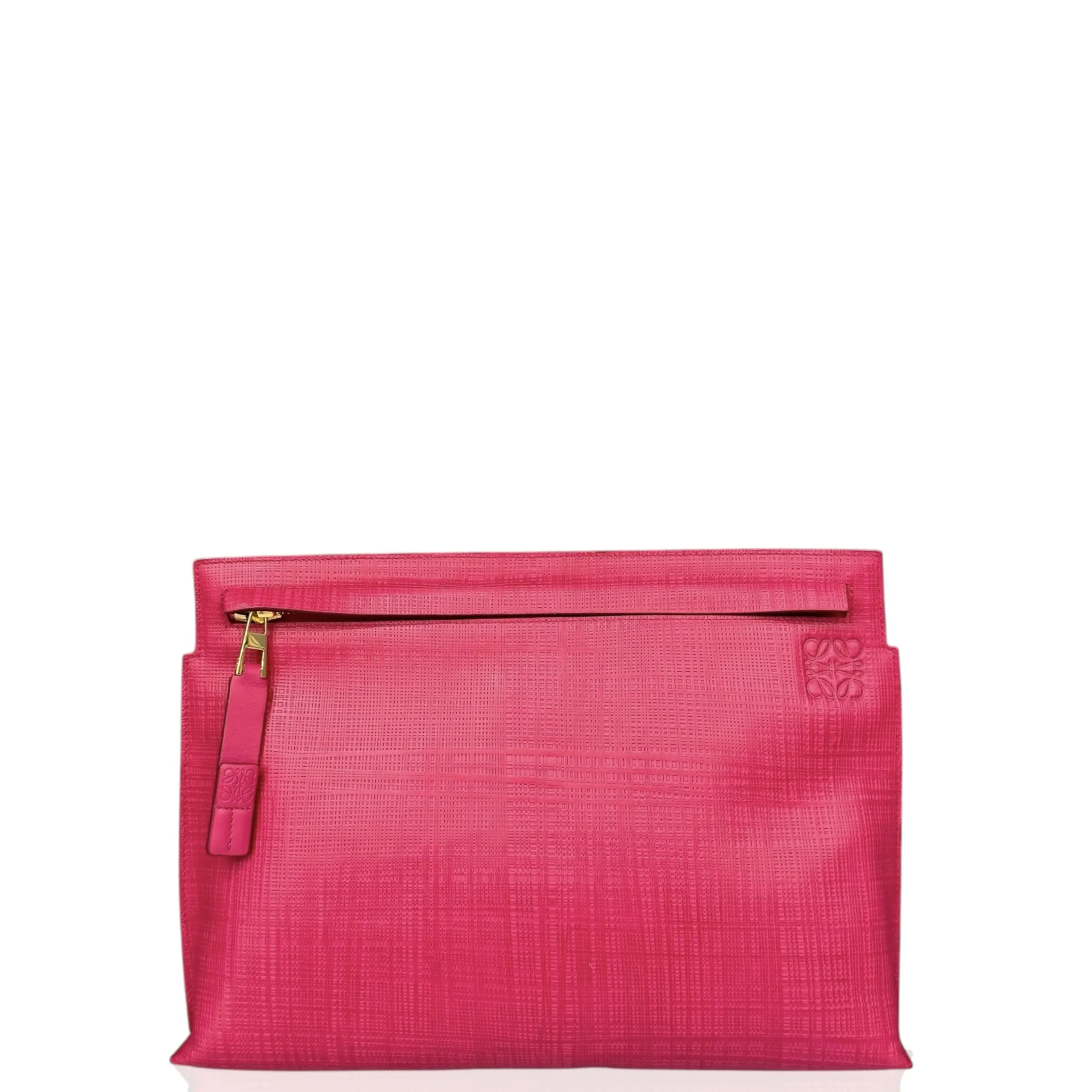 Pre-owned Loewe Leather clutches & wristlets Clutch Calfskin Fuchsia (ws033026d9)