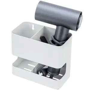 Wall Mounted White Metal Hair Styling Tools and Accessories Holder, Salon Hot Tool Organizer Rack