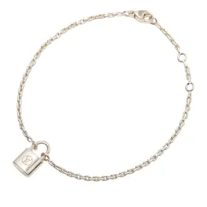 Pre-owned Louis Vuitton Sterling Silver 925 (Ag925) Small Leather Goods Silver Lockit Silver Bracelet