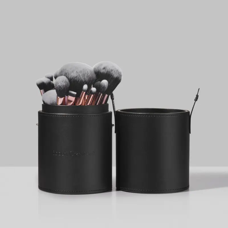 Beauty Creations Unbothered 24-Piece Aluminum Professional Essential Brush Kit - Glam Toolbox for Beginners, Cosmetics Makeup Tools for Daily Application and Blending