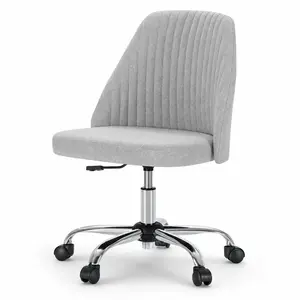 Silla de Oficina Sin Brazos, Moderna de Tela para Escritorio en Casa, Giratoria con Ruedas, Ajustable, Silla de Trabajo y Computadora para Espacios Pequeños, Cómoda y Moderna, Silla de Tocador para Oficina en Casa