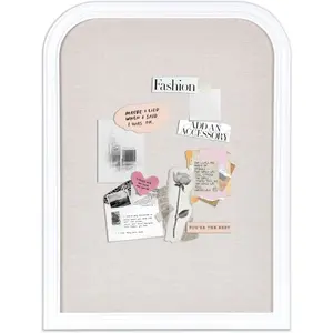 Bulletin Board with Linen, 23.6x17.7 inches Bulletin Board with White Wood Style Frame, Decorative Hanging Pin Board Vision Board Message Board for Office School Home Decor(2R&2S,L-4560,1p)