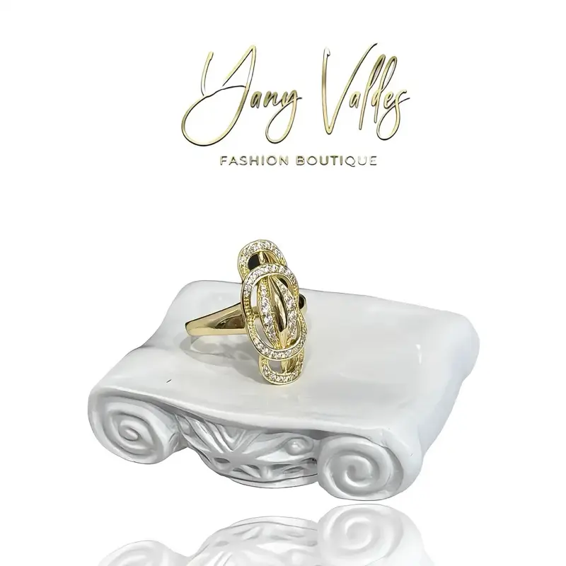 Gold Plated Ring with Zirconia Almond Shape Design for Women