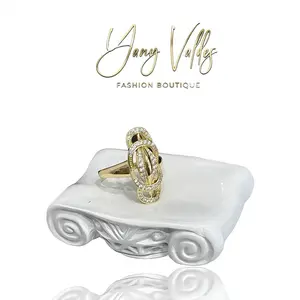 Fashion Boutique Beautiful Women's Ring with Almond Shape and Zirconia Stones  Gold Plated Jewelry