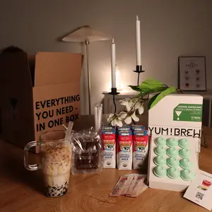 Jasmine Boba Latte Kit, Caramel-Flavored Beverage Making Set