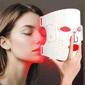 Wireless LED Red Light Therapy Mask for Face, 5 Modes with 380-850nm Multi-Wavelength, NIR Near-Infrared Facial Skin Care, Rechargeable Red Light Therapy for Women & Men