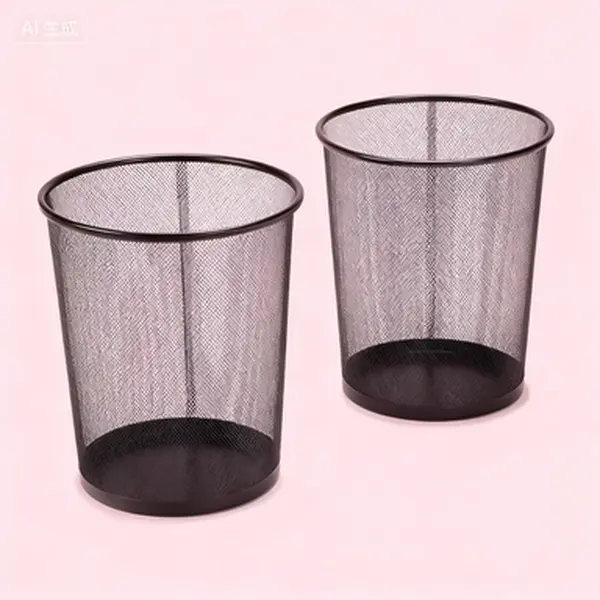 2-Pack Round Steel Mesh Wastebasket, 6 Gallon Trash Can for Home Office Kitchen Garage, Recycle Bin with Sturdy Frame, Black Waste Container for Recycling or General Trash