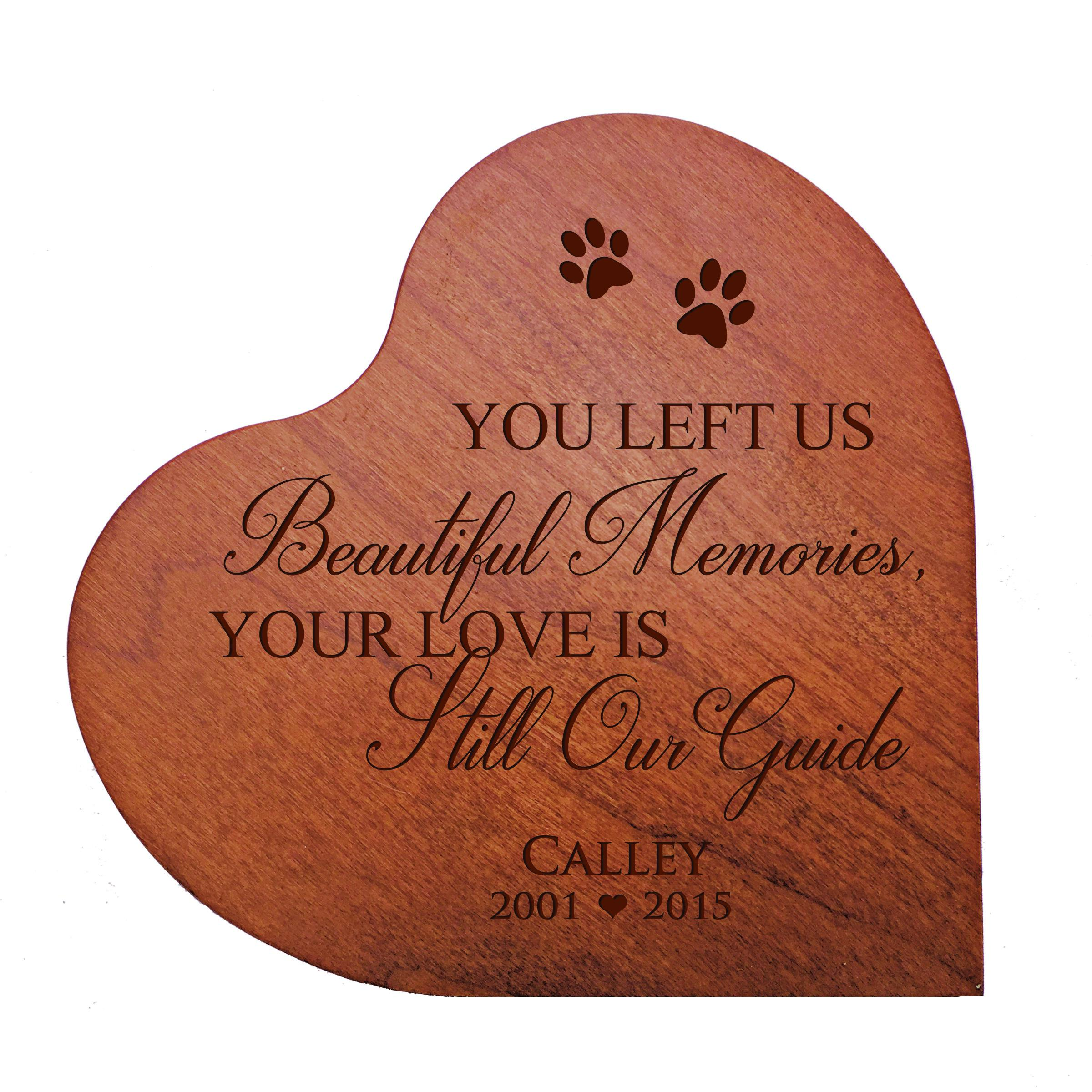 Personalized Heart Shaped Wooden Urn for Pet Ashes | Pet Memorial Heart Block Urn Pet Loss Gift for Dog & Cat Lovers | You Left Us Beautiful Memories
