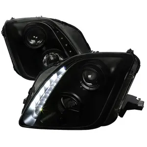 1997-2001 Honda Prelude Projector Headlights w/ SMD LED Light Strip (Black Housing/Smoked Lens)