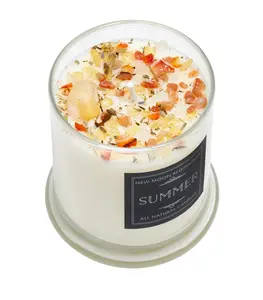 Summer Candle by New Moon Beginnings - Summer Solstice Candle Soy Wax - Positive Energy with Citrus Scent - Handmade Crystal Candle