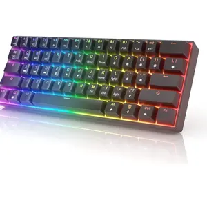HK GAMING GK61 Mechanical Gaming Keyboard - 61 Keys Multi Color RGB Illuminated LED Backlit Wired Programmable for PC/Mac Gamer Tactile