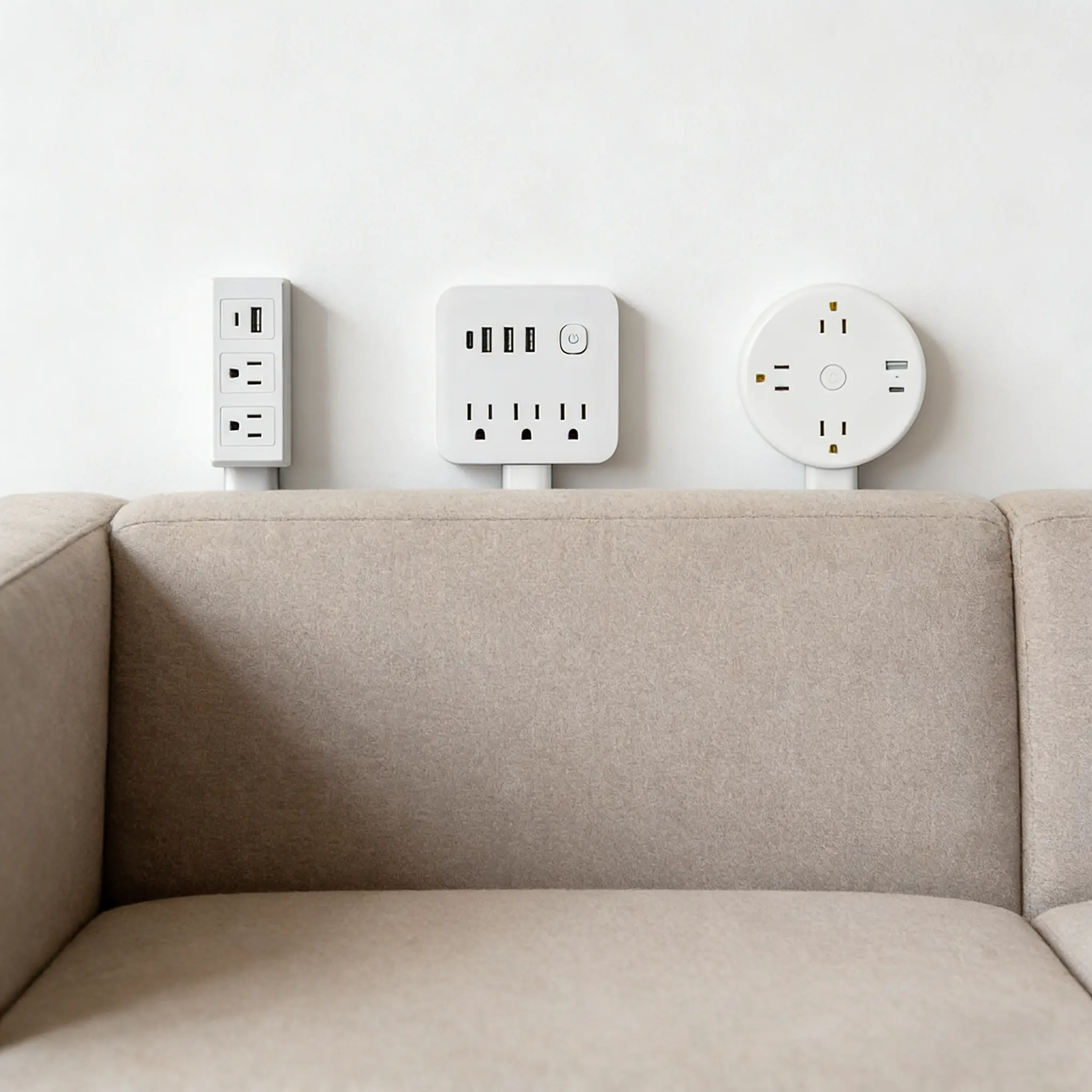 Power Socket Extender, USB-A,USB-C, and 2 AC Sockets, Extend From 18" To 26" and Rotate 180°