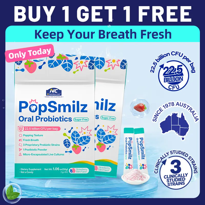 Summer Sale|Buy 1,Get 1 Free|NC Nutrition Care PopSmilz Oral Probiotics – 22.5B CFU | 3 Patented Strains | Exclusive Postbiotic – Supports Fresh Breath & Oral Health - Dietary SupplementCutting Drink Mix