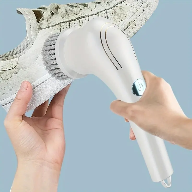 Multifunctional Electric Spin Scrubber with 5 Replaceable Sponge Heads, Labor-Saving Household Cleaner for Heavy Kitchen Grease, Kitchen Cleaning