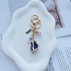 Cherry Keychain with Shell Pearls, Cute Bag Charm , Vibrant & Elegant Keyring for Handbags for Women Rotating Cross Crown Circle Pendant Necklace