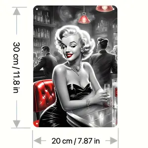 1count Marilyn Monroe Wallpaper Aluminum Sign, Vintage Plaque Decor Wall Art, Wall Decor, Room Decor, Home Decor, Restaurant Decor, Bar Decor, Cafe Decor, Garage Decor, Waterproof, Dustproof