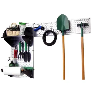 Pegboard Garden Tool Board Organizer Kit - Metallic Pegboard with Accessories