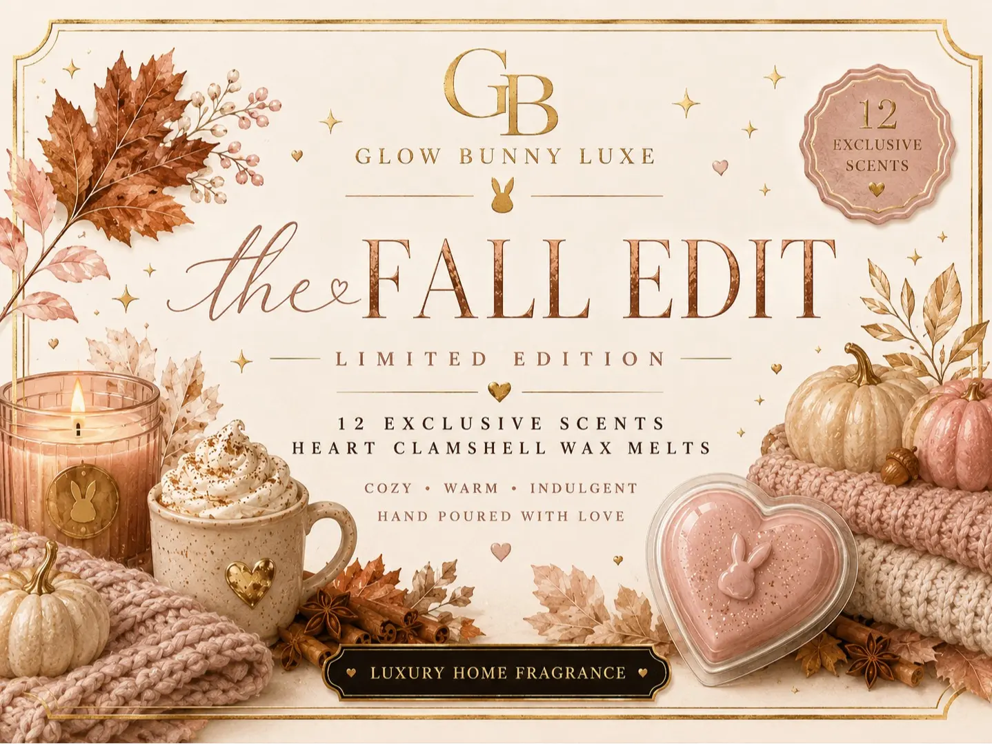 THE FALL EDIT COLLECTION- (12) 1 OZ CLAMSHELL HEART WAX MELTS